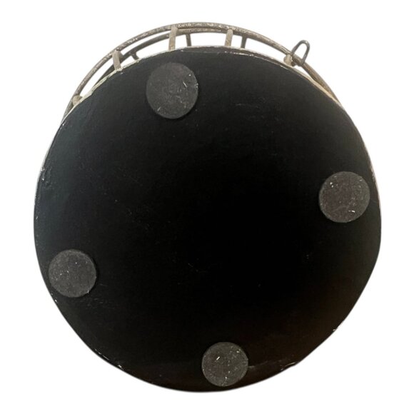 French Wire Metal Bird Cage Decor, Sparrow Topper & Pedestal Design Opens 8.75" - Picture 7 of 8